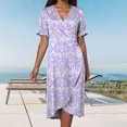 thumbnail image 6 of vigerkar Summer Dresses for Women Short Sleeve V Neck Casual Plus Size Midi Dress Purple, XL, 6 of 7