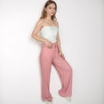 thumbnail image 3 of Women's Striped Drawstring Lounge Pants with Wide Leg and Soft Stretch Fabric - Small, Pink, 3 of 7