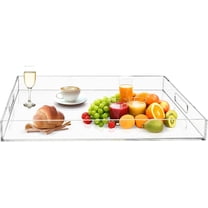 Clear Acrylic Serving Tray with Handles Spill Proof Acrylic Decorative Tray Stackable Organizer Food and Drinks Server Desktop Collator for Office, Bathroom, Kitchen or Bar
