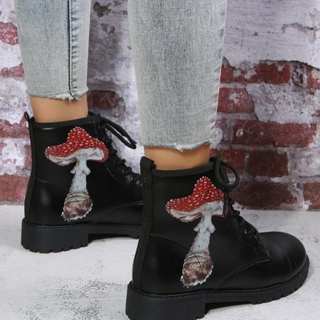 

Tdoqot Womens Martin Boots- Low-heeled Christmas Gifts Casual Chunky Heel Women s Mid Calf Boots Black 39