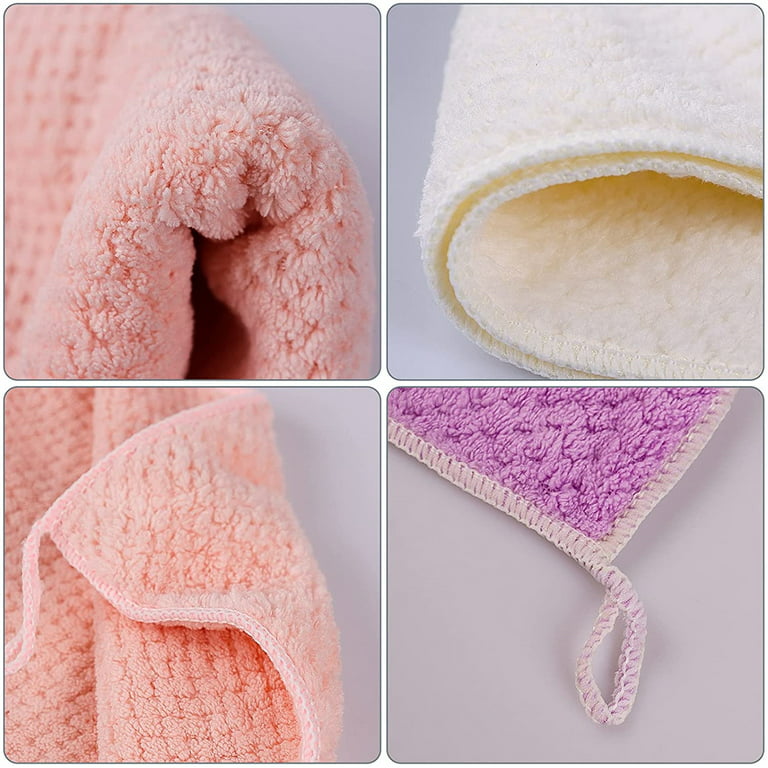 Bkfydls Home Textiles,Cute Hand Towels, Bathroom Towels with Hanging Loop, Children Hand Towel Flower, Microfiber Coral Fleece Absorbent Hand Towel