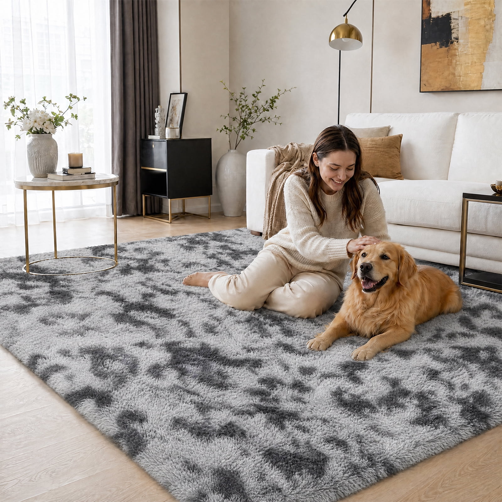 YEERSWAG 4'x6'Area Rugs Fluffy Rug Indoor Shaggy Rugs Area Rugs for Living Room Bedroom Carpet