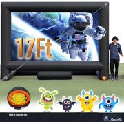 Sewinfla 17Ft Outdoor Indoor Inflatable Movie Projector Screen with Blower Support Front and Rear Projection