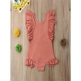 thumbnail image 2 of Gureui Kids Toddler Baby Girls One-piece Swimwear Swimsuit Solid Color Sleeveless Ruffle Backless Sweet Princess Bathing Suit, 2 of 8