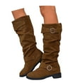 thumbnail image 3 of Suede Buckle Knee High Women's Mid-Calf Boots - Comfortable Casual Dress Winter Footwear for Everyday Wear, 3 of 8