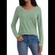 thumbnail image 2 of Camisetas con Cuello en V para Mujer, Blusas de Encaje de Larga, Holgadas, Elegantes e Informales, para Otoño e Invierno, A . Verde XXL, 2 of 8