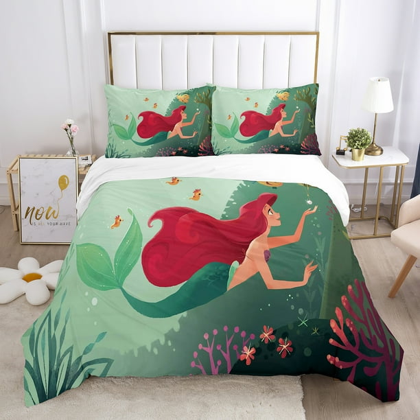 Mermaid quilt cover children's bedding 3D printing matte threepiece