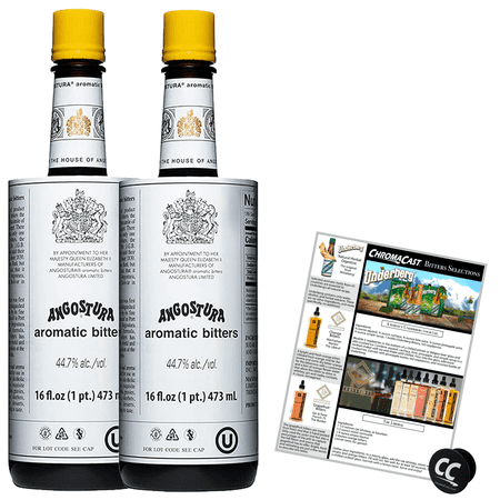 Angostura Aromatic Bitters 16oz Bottle with Phone Grip and Bitters Selections Recipe | 2 PACK