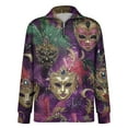 thumbnail image 4 of LNZGNM Mardi Gras Shirt Men Quarter Zip Big and Tall Carnival Graphic Printed Sweatshirts Stand Collar Long Sleeve Top Casual Winter Outerwear,Light Purple XL, 4 of 7
