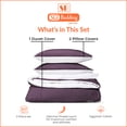 thumbnail image 4 of SGI Bedding 3 Piece Reversible Cotton Duvet Cover Plum Solid 600TC King, 4 of 8