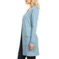 thumbnail image 3 of Women's Long Sleeves Relexed Fit Open Front Side Pockets Solid Cardigan, 3 of 4