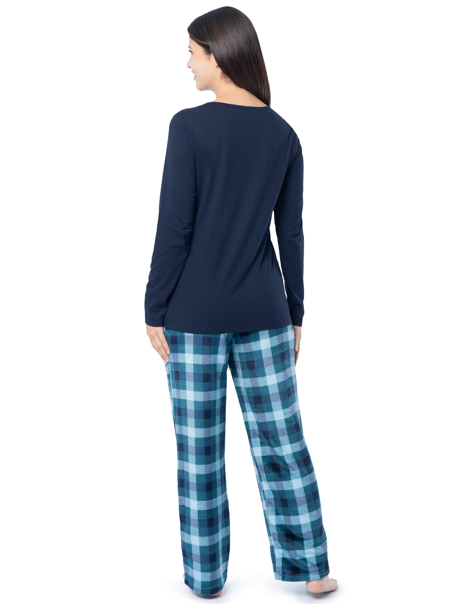 Fruit of the Loom Women's Beyond Soft Long Sleeve Top & Fleece Bottom Pajama Set, Sizes S-4X