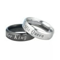 thumbnail image 6 of EOEMY Wedding Anniversary His Queen Her King Printed Style Titanium Steel Couple Ring-Black Her King-8, 6 of 9