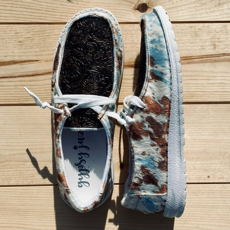 

Gypsy Jazz Tucker Turquoise Cow Slip On Shoes