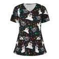 thumbnail image 1 of Pntutb Blusa de manga corta con cuello en V para mujer, uniforme de trabajo, blusa de Acción de Gracias de Navidad Pntutb Pntutb-6255, 1 of 3