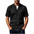 thumbnail image 2 of Kalauyu Men Short Sleeve Button Down Shirts Stand Collar Casual Summer Fashion Lightweight Solid Color Top, 2 of 7