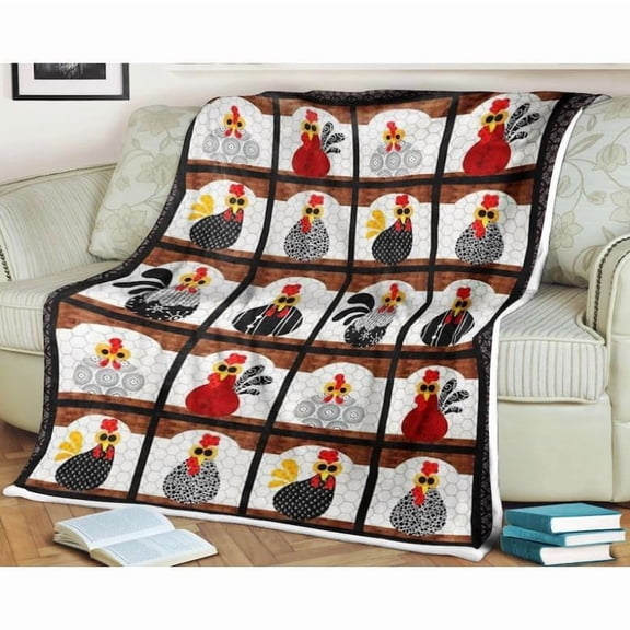 Cute Chicken Flannel Blanket, Funny Farm Animal Blanket for Chicken Lovers, Farmer Gift, Farmhouse Decor, Cozy Gift for Girls Kids, Christmas Animal Lovers Present