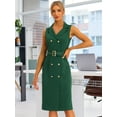thumbnail image 2 of DARING DIVA Sleeveless Notched Lapel Double Breasted Blazer Dresses M Dark Green, 2 of 6