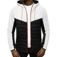 thumbnail image 1 of Men Coat Hooded Sweatshirts Men's Solid Color Spliced Long Sleeved Hooded Zipper Cardigan Sweater Jacket, 1 of 3