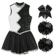 thumbnail image 5 of TiaoBug Women  Cheer Leader Dance Costumes Cheer Rave Dance Halloween Cheerleading  Costume Black L, 5 of 7