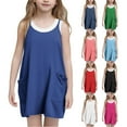 thumbnail image 1 of Girls' Summer Dress Kids 2025 Sleeveless A-Line Dress with Pockets Casual Summer Dresses for Kids Comfortable Fabric ,Sie:130, 1 of 5