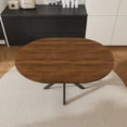 thumbnail image 3 of Dining Table Sets Retractable dining table, round dining table, extendable dining table, 6-person carbon steel base, modern and simple solid wood veneer dining room furniture (42 inches extended to 5, 3 of 17