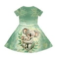 thumbnail image 3 of Uourmeti Girls Koala Dresses Size 3-4 Summer Soft Short Sleeve Dress Lightweight Loose Fit O Neck Knee A-Line Dresses with Pockets, 3 of 6