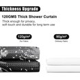 thumbnail image 2 of Cortina de ducha para baño con diseño de bosque en blanco y negro, diseño de montaña, naturaleza, árbol, planta, tela de gofre en negro y gris, para hoteles, 72 x 72 pulgadas, 2 of 4