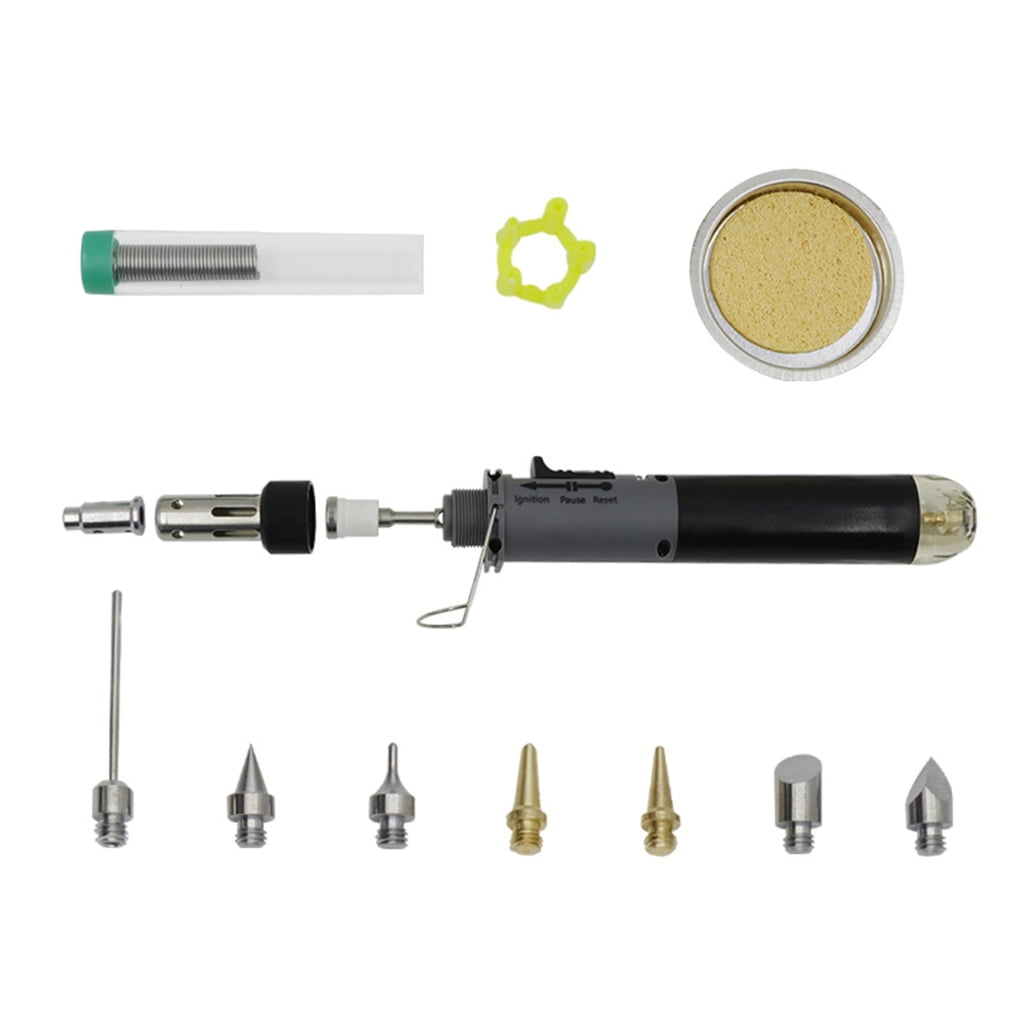 Soldering Iron Set,12 in 1 Cordless Butanes Gas Soldering Iron Temperature Adjustable Welding Torches Tool