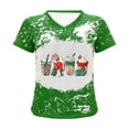 thumbnail image 4 of Mujeres verano Navidad letra divertida impresa blusa camisetas Casual cuello en V manga corta camisetas Tops Pompotops  hkajfhjk473345, 4 of 6