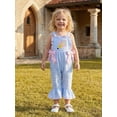 thumbnail image 4 of BemeyourBBs Kids Toddler Baby Girls Back to School Outfit Pre Kindergarten Outfits Summer Plaid Romper Overalls Clothes Apple Embroidery Sleeveless Square Neck Bell Bottoms Jumpsuit Overall, 4 of 9