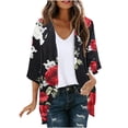thumbnail image 3 of UVEASISHA Women Floral Open Front Cardigans Lightweight 3/4 Sleeve Cardigan Thin Soft Comfy Summer Casual Tops for Daily Wear Multicolor S, 3 of 6