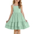 thumbnail image 2 of ATOGUTA Sun Dresses for Girls Vacation Green Sleeveless Ruffle Flowy Summer Casual Beach Hawaiian Vacation Dresses 4T-15, 2 of 7