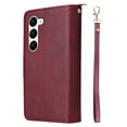 thumbnail image 3 of SaniMore for Samsung Galaxy S23 Case, 3 in 1 Zipper Purse Cover + Card Slots +  Kickstand + Detachable Lanyard Comprehensive Protective Shockproof Anti-drop Shell For Samsung Galaxy S23,Winered, 3 of 8