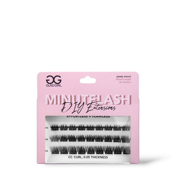 GladGirl DIY Eyelash Extensions, Anime False Eyelashes, 36 Mixed Length Clusters