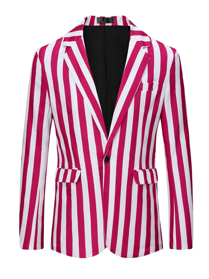 INSPIRE CHIC Men's Suit Striped Single Breasted Slim Fit Casual