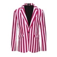 thumbnail image 5 of INSPIRE CHIC Men's Suit Striped Single Breasted Slim Fit Casual Vertical Stripes Blazer M Red White, 5 of 5