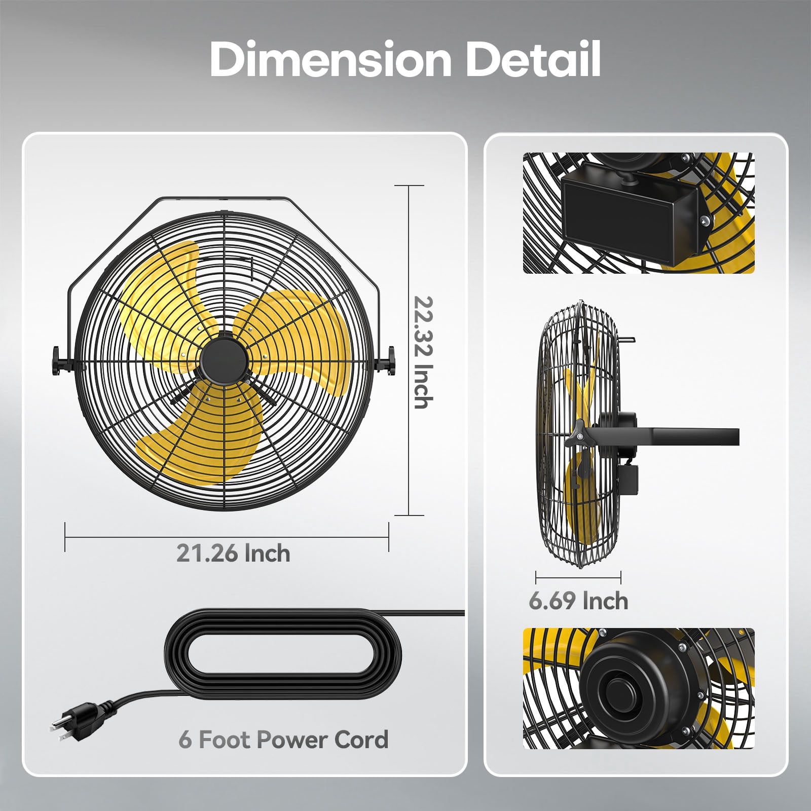 18" Outdoor Wall Mount Fans, 3-Speed Waterproof Professional Outdoor Fan, for Commercial and Garage, UL Listed