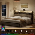 thumbnail image 6 of GUNAITO King Bed Frame with 2 Drawers and 3-Tier Storage Headboard Platform Bed Frame with LED Lights Charging Station Gray, 6 of 8