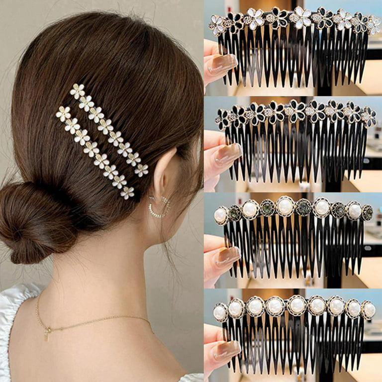 Rhinestone Pearl Hair Comb Plastic Teeth Hair Side Combs Flower Hair Clip  Comb Barrettes Hair Pins Claw Headwear Hair Accessories for Women Ladies  B3F1 
