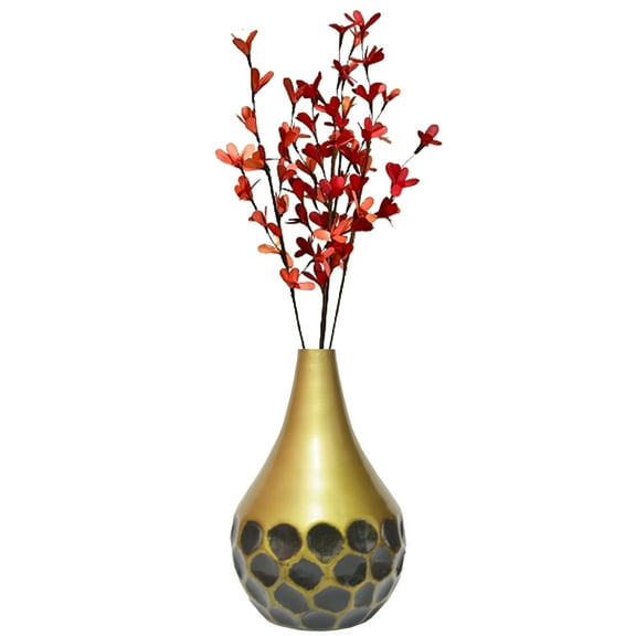 Decorative Modern Teardrop Shape Table Flower Vase with Black Honeycomb Design for Dining Table