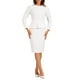 thumbnail image 1 of Vestido de cuerpo ajustado peplum para mujer, de manga larga, cuello redondo, cintura alta, midi, vestido de trabajo, blanco, talla S, 1 of 6