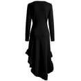 thumbnail image 5 of DHFJKG Casual Long Sleeve Boho Dresses For Women Ruffle Irregular Hem Slim Fit Deep V Neck Flowy High-Low Dress Cozy Dresses, 5 of 5