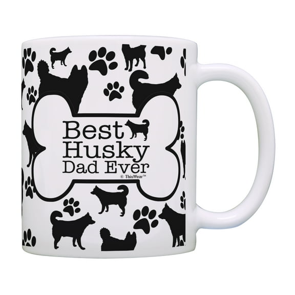 ThisWear Best Dog Dad Mug Best Husky Dad Ever Paw Print Coffee Cup Dog Dad Mug Dog Coffee Mug