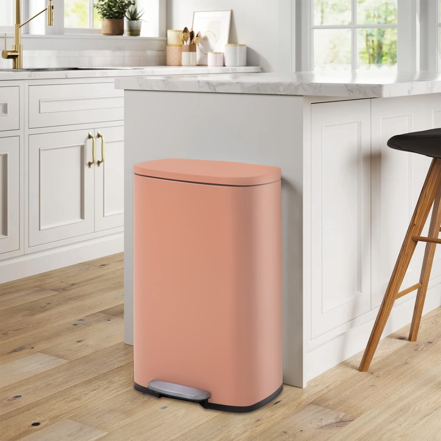 PayLessHere 13Gal Pink Trash Can - Stainless Steel w/Foot Pedal & Soft Close