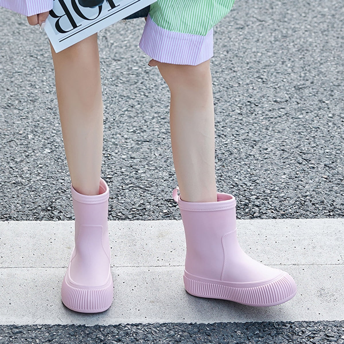 AUXDIQ Rain Boots Women Short Ankle Waterproof Rain Shoes Outdoor Garden Shoes