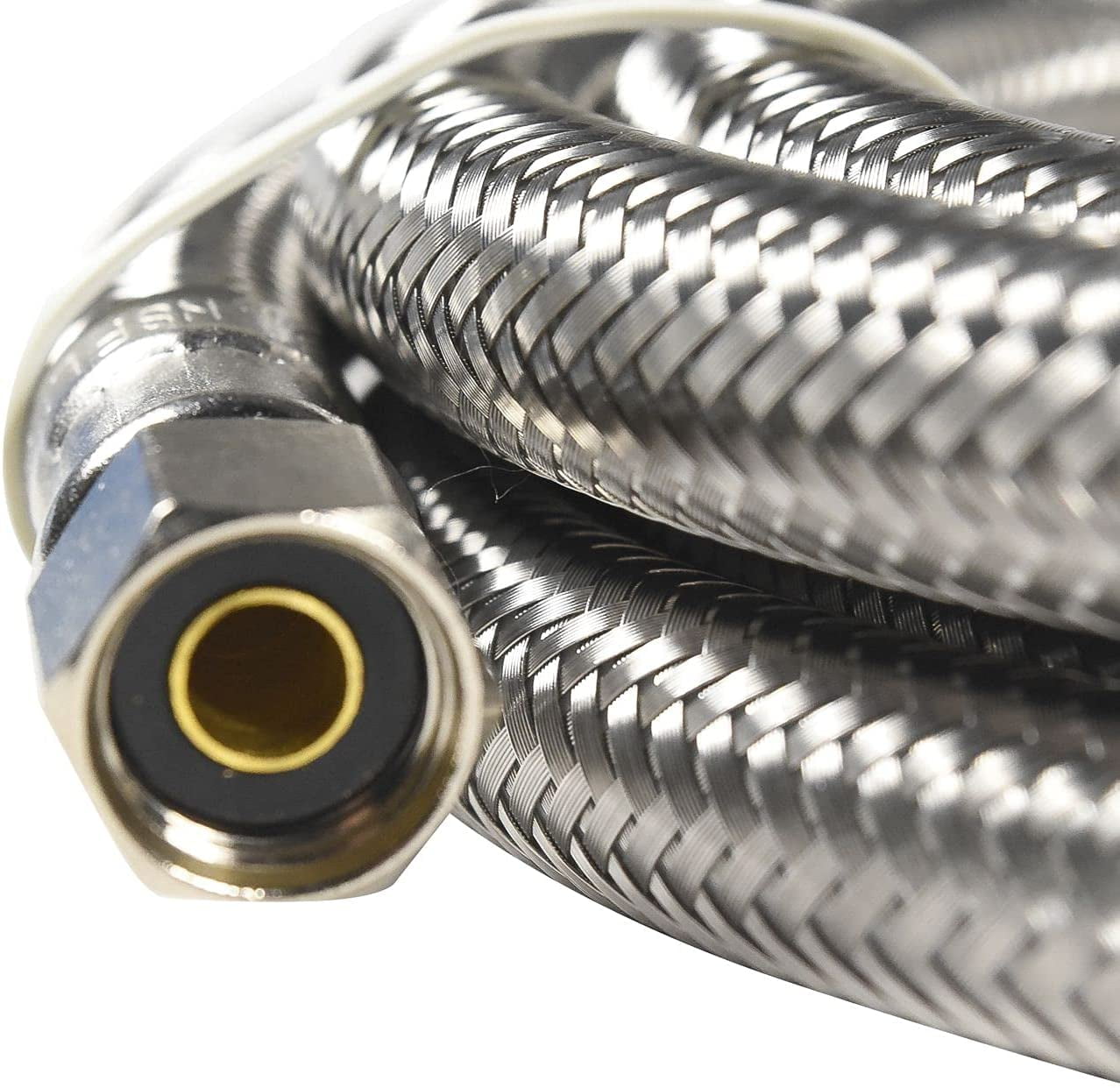 HQRP 2-Pack Universal Premium Braided Stainless Steel Refrigerators/Ice Makers Hoses with 1/4" Comp by 1/4" Comp Connection, 6-ft Burst Proof Water Supply Lines