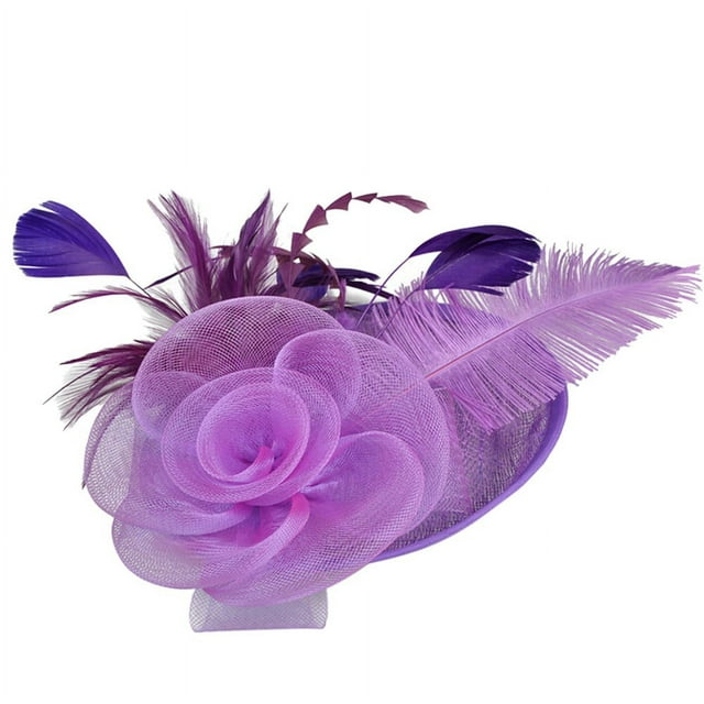 Fashion Women Fascinator Mesh Hat Ribbons And Feathers Wedding Party Hat