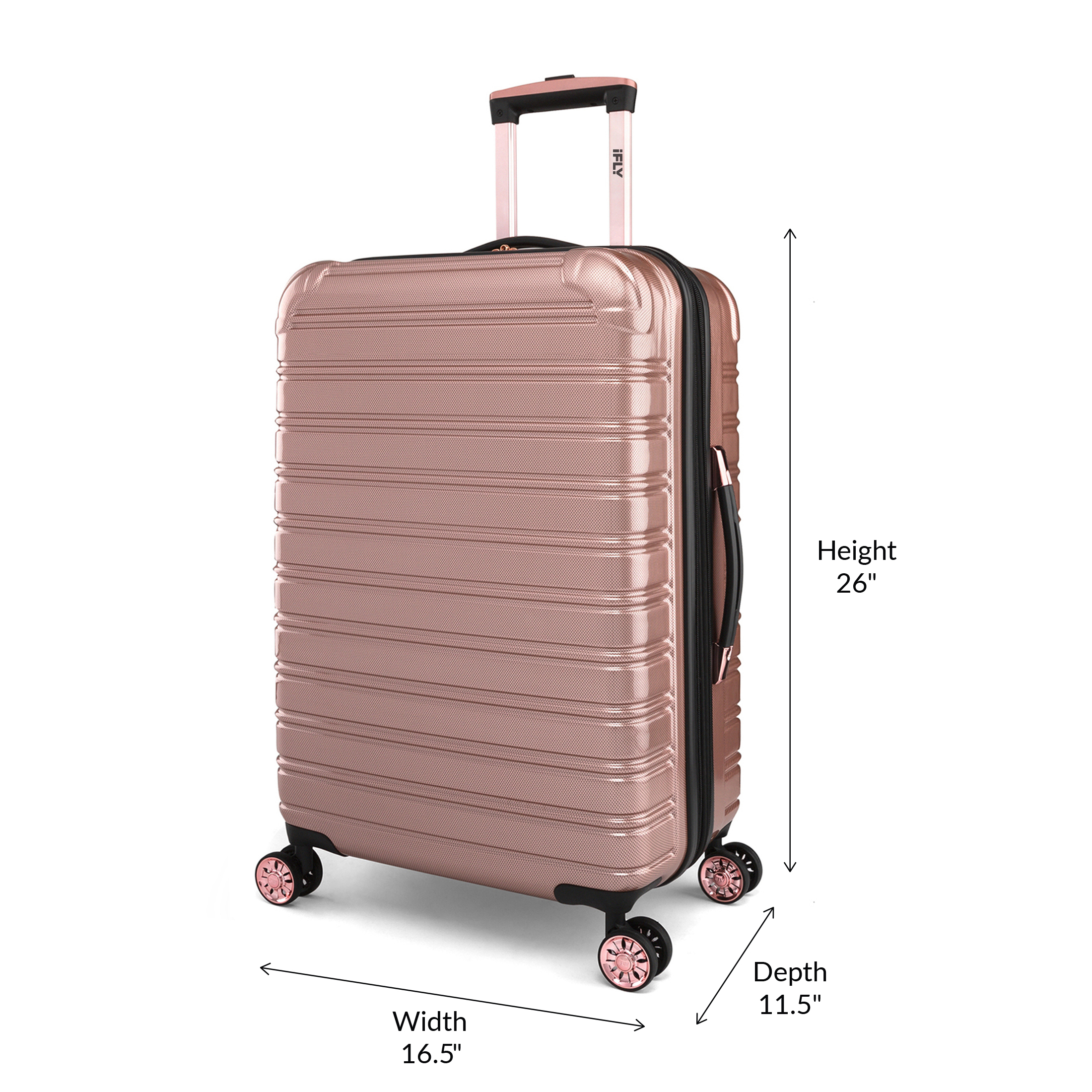 iFLY Hardside Luggage Fibertech 3 Piece Set, 20" Carry-on Luggage, 24" Checked Luggage and 28" Checked Luggage, Rose Gold - image 3 of 12