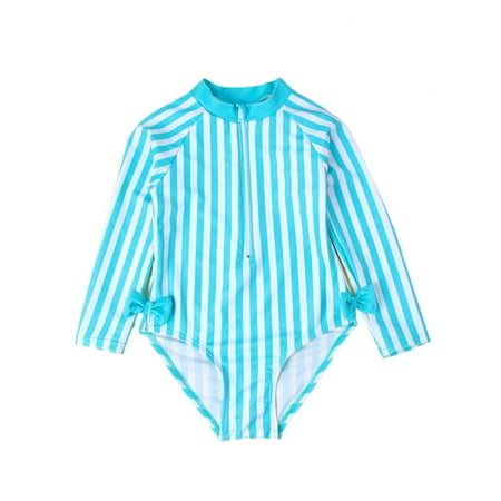 

Girls Swimsuit Deals AIEOTT Bathing Suits For Girls Toddler Baby Girls Summer Long-sleeved One-piece Vertical Striped Swimsuit Kids Girls Swimwear Bathing Suits Bikini Summer Savings Clearance!